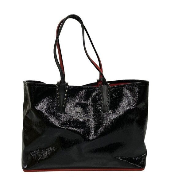 Auth CHRISTIAN LOUBOUTIN Cabata Small - Black Red Patent Leather Leather - Picture 2 of 15